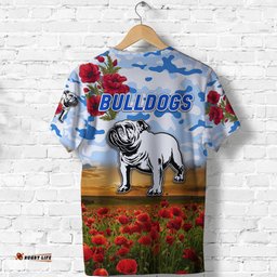 canterbury bankstown bulldogs anzac 2022 t shirt poppy flowers vibes white
