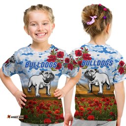 canterbury bankstown bulldogs anzac 2022 t shirt poppy flowers vibes white