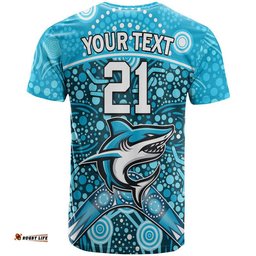 custom personalised sharks rugby t shirt boomerang indigenous dots
