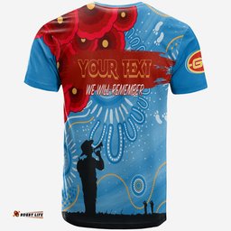 custom personalised gold coaster sunnies indigenous anzac day t shirt we will remember