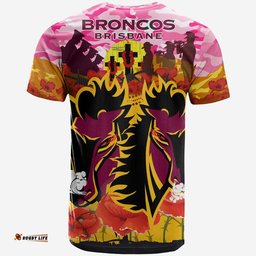 broncos rugby anzac lest we forget t shirt custom double broncos with camouflage and poppy flower rlt13