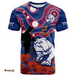 western bulldogs football anzac 2023 t shirt doggies aboriginal mix poppy camouflage