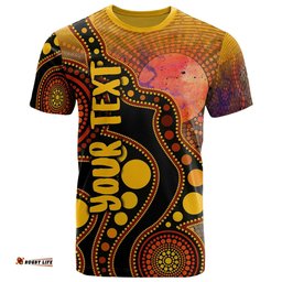 custom text aboriginal t shirt australia indigenous flag circle dot painting art golden