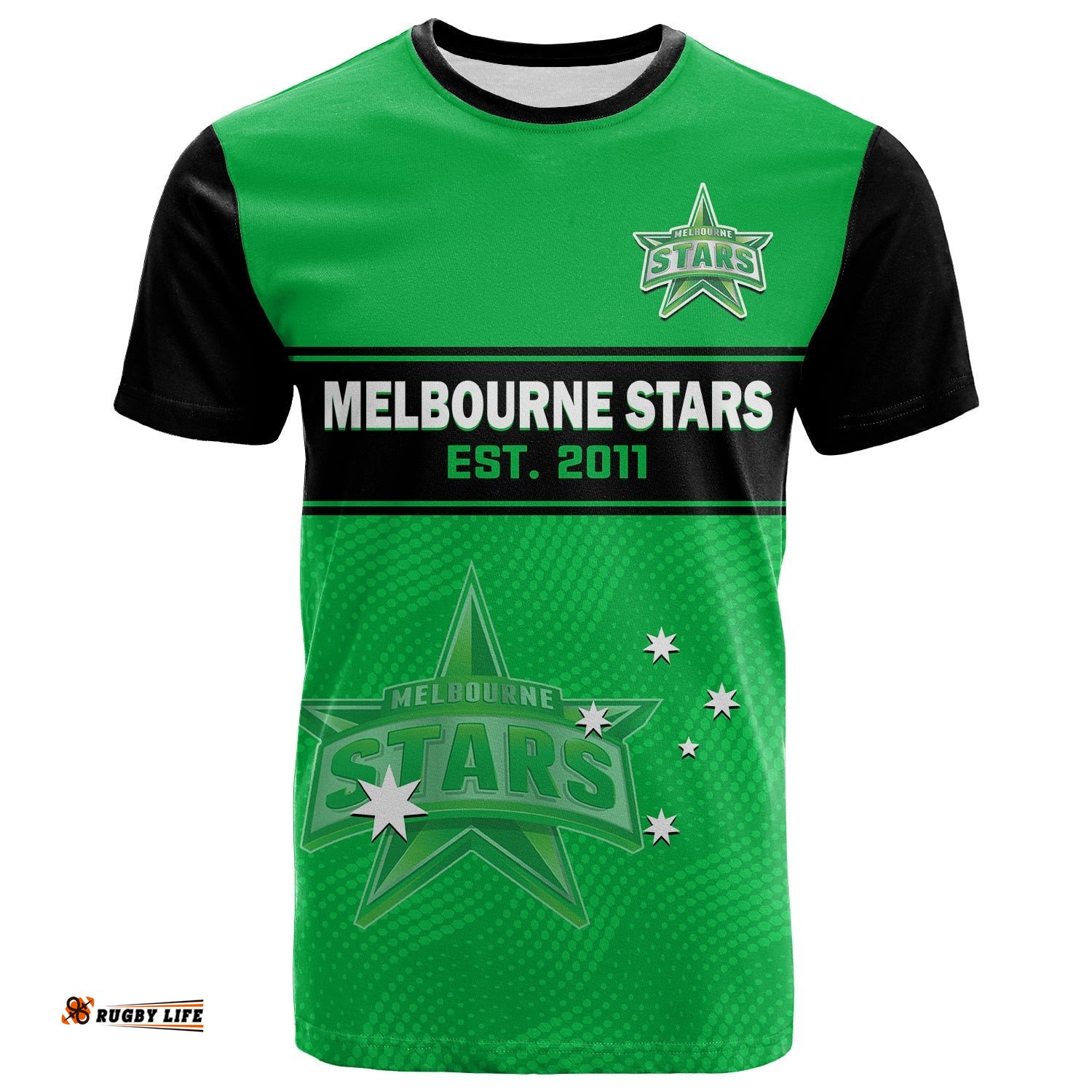 custom text and number melbourne stars cricket t shirt est 2011 sporty