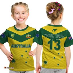 custom text and number australia cricket t shirt go aussie champions