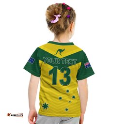 custom text and number australia cricket t shirt go aussie champions