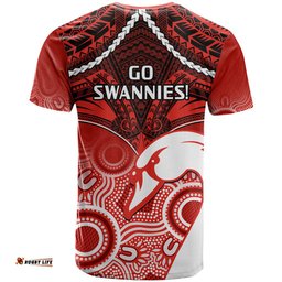 sydney swans football t shirt go swannies aboriginal mix polynesian pattern