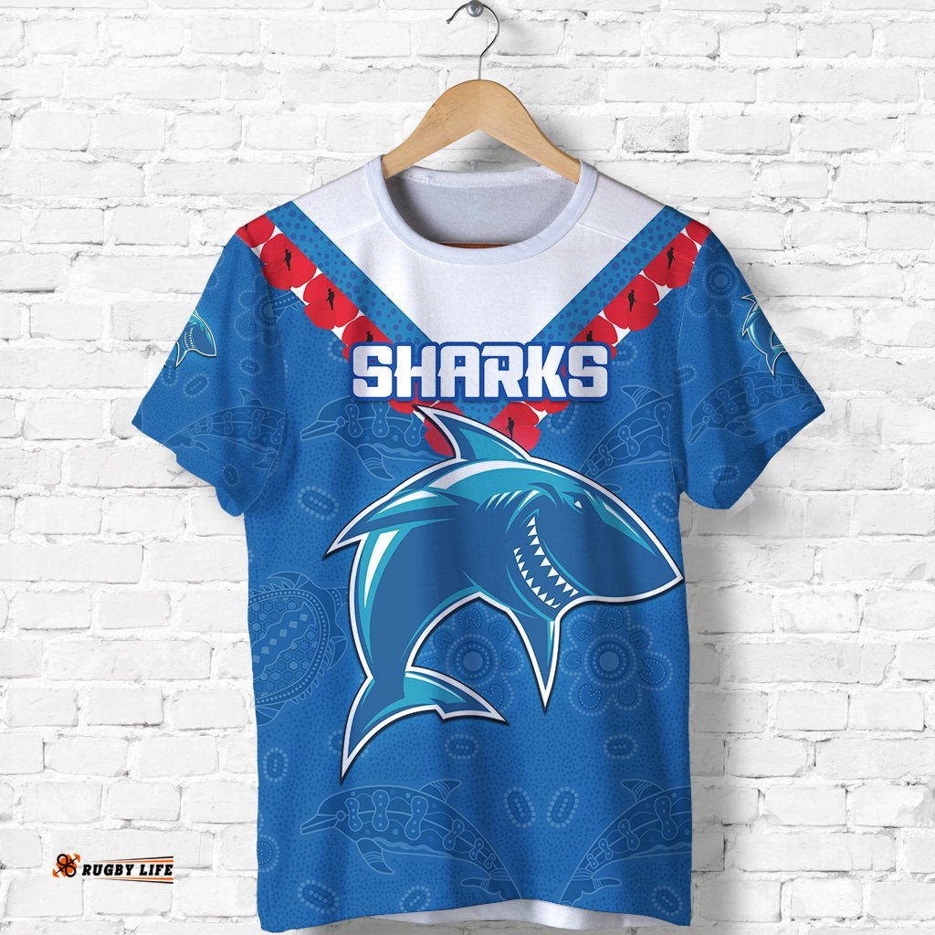 cronulla sharks t shirt anzac country style