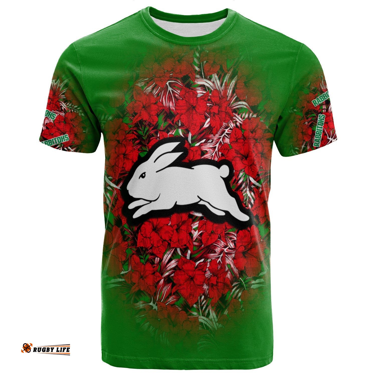south sydney rabbitohs t shirt polynesian hibiscus tropical vintage nrl 0