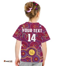 custom text and number brisbane football t shirt indigenous pattern go lions unique version