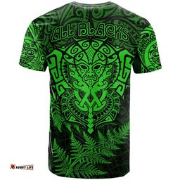 new zealand rugby t shirt silver fern all black mix ta moko green style