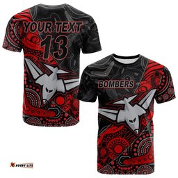 custom text and number bombers football t shirt essendon aboriginal