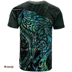 new zealand eel t shirt tuna aotearoa maori with paua shell turquoise
