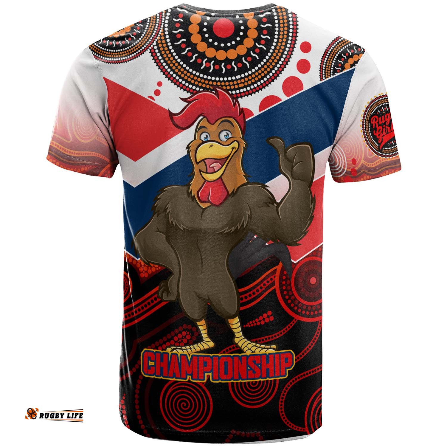 nrlw roosters rugby t shirt custom womens rugby league with aboriginal dot painting style player and number t shirtAmazing Aussie