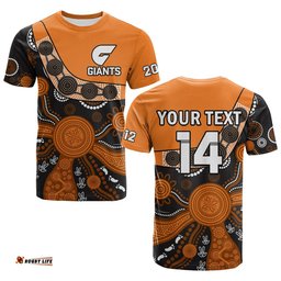 custom text and number greater western sydney football t shirt giants 2012 boomerang indigenous pattern
