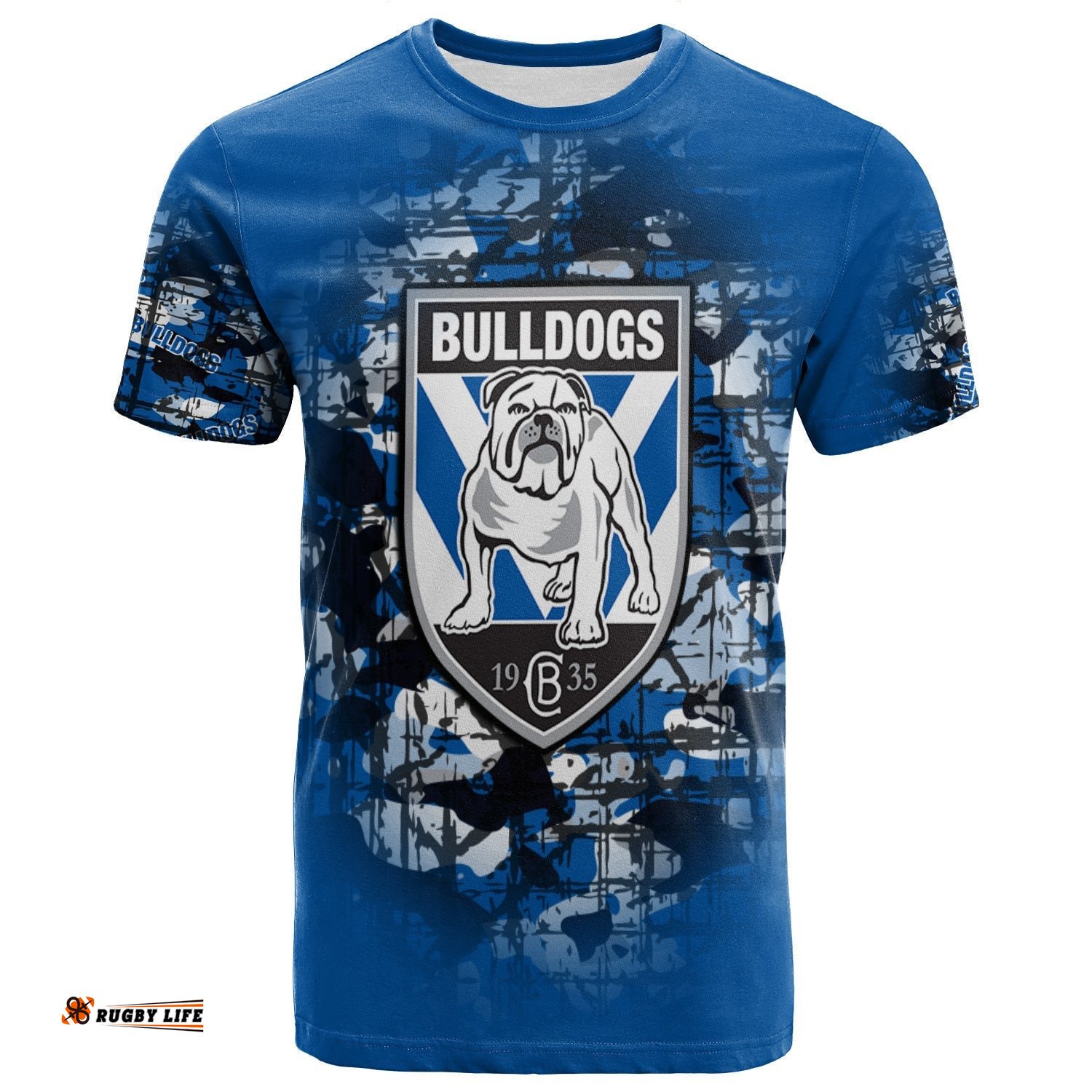 canterbury bankstown bulldogs t shirt camouflage vintage nrl