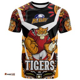 tigers rugby t shirt custom tigers rugby ball with aboriginal dot painting art player and number t shirt rlt14
