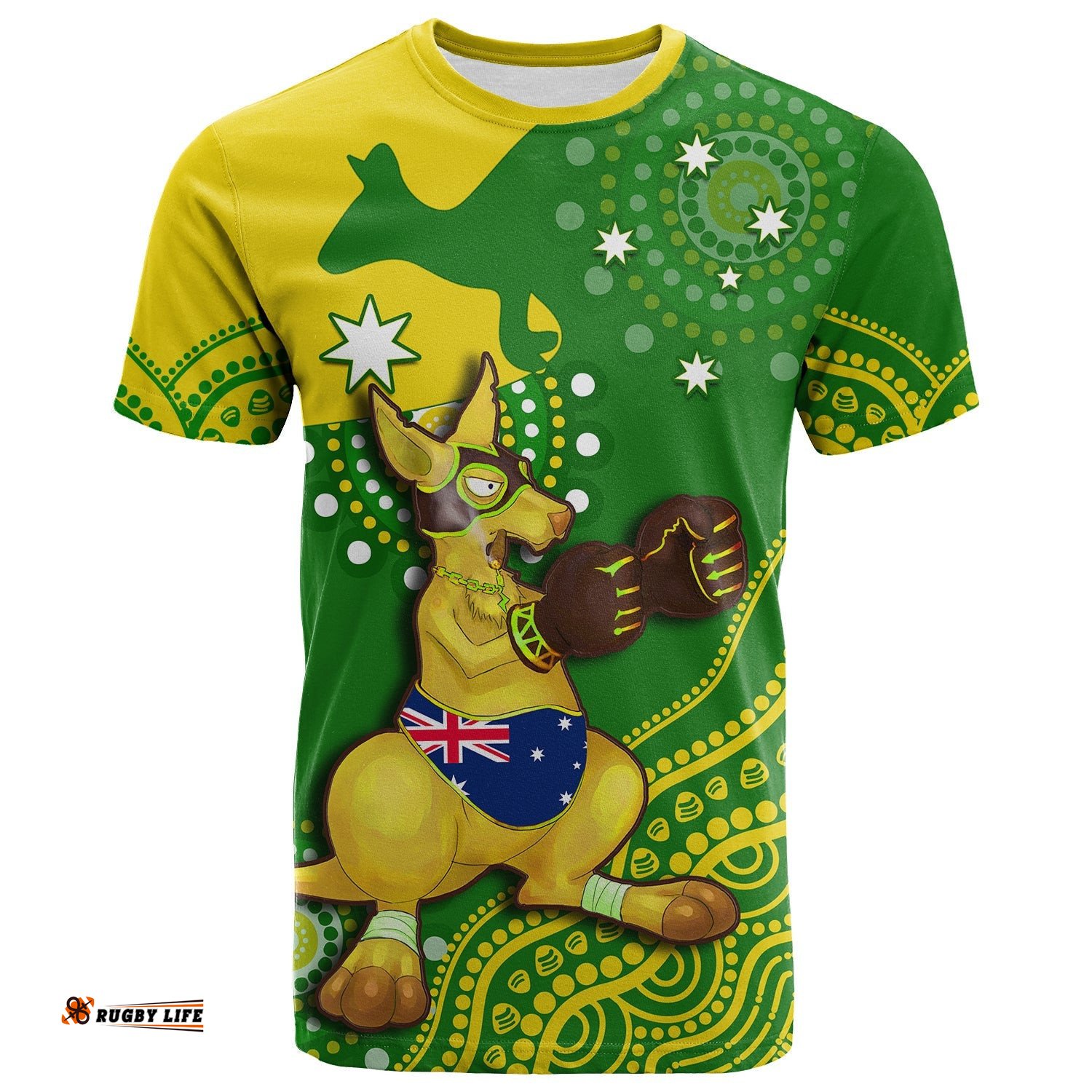 australia t shirt boxing kangaroo indigenous national color art