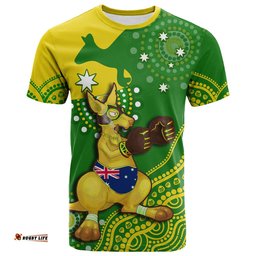 australia t shirt boxing kangaroo indigenous national color art