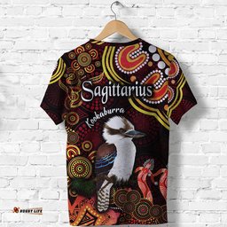australian astrology t shirt sagittarius kookaburra zodiac aboriginal vibes red