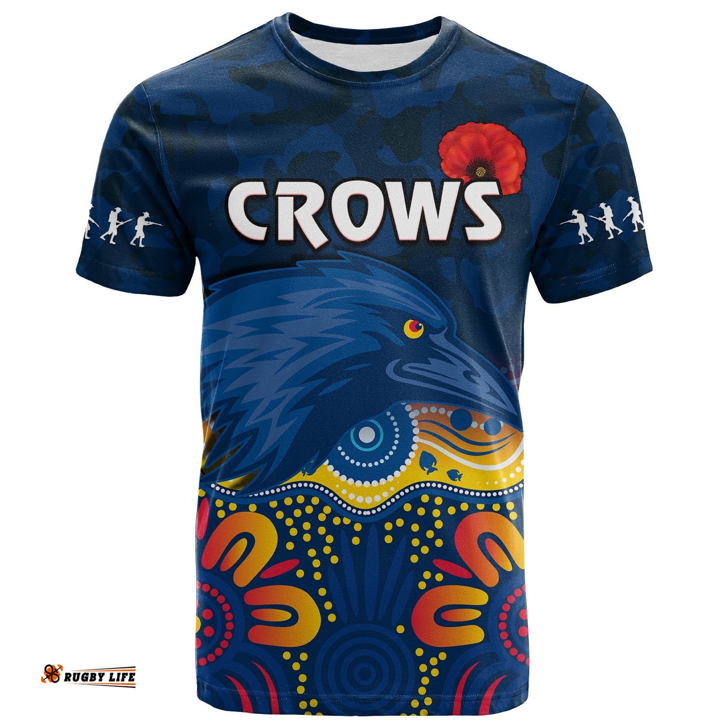 crows anzac 2022 t shirt adelaide football camouflage style