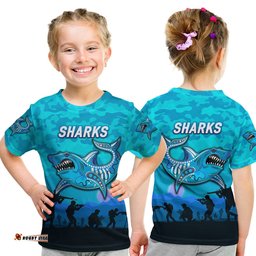 cronulla sutherland sharks anzac 2022 t shirt simple style blue