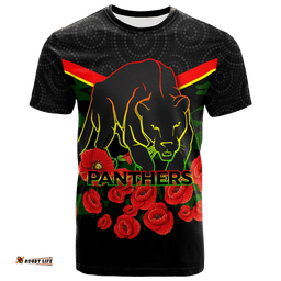 panthers anzac day t shirt indigenous art