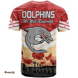 redcliffe dolphins rugby anzac t shirt we will remember