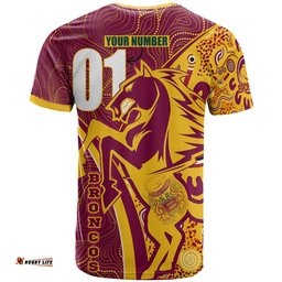 broncos rugby t shirt custom brisbane broncos pride with tattoo and aboriginal art personalised name and number t shirt