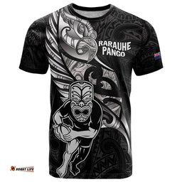 custom new zealand maori rugby t shirt rarauhe pango silver fern manaia