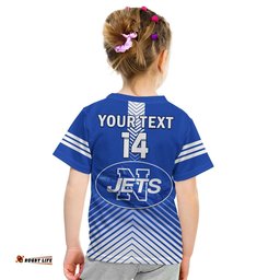 custom text and number newtown rugby t shirt jets sporty style