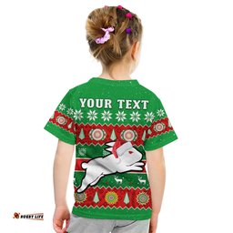 custom personalised rabbitohs christmas t shirt souths aboriginal art merry xmas