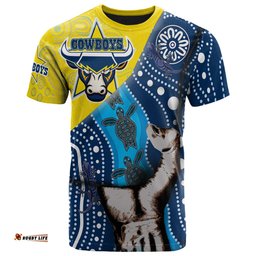 cowboys rugby aboriginal custom patronage t shirt north queensland cowboys bloods in my veins home and away