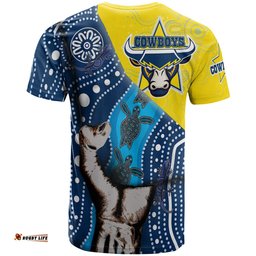 cowboys rugby aboriginal custom patronage t shirt north queensland cowboys bloods in my veins home and away