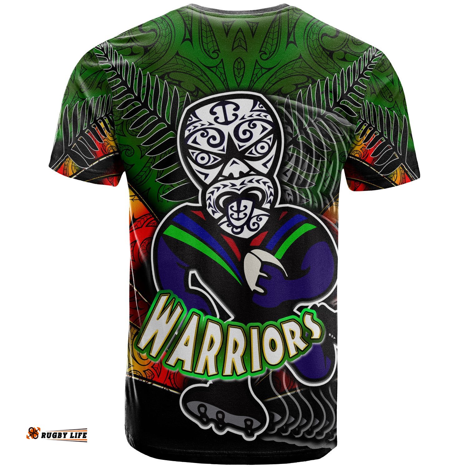 warriors rugby t shirt custom warrios maori mask rugby player maori style ethnic ornament pattern player and number t shirt