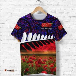 new zealand maori anzac t shirt poppy vibes purple