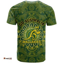 australia rugby t shirt wallabies 2023 go champions indigenous art