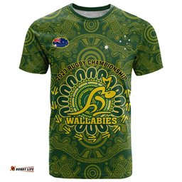 australia rugby t shirt wallabies 2023 go champions indigenous art