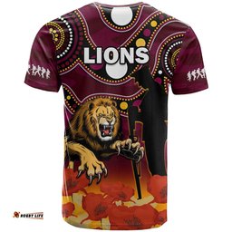 brisbane lions football anzac 2023 t shirt aboriginal mix poppy camouflage