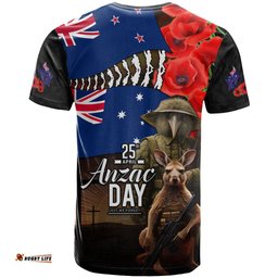 new zealand and australia anzac day t shirt national flag mix kiwi bird and kangaroo soldier style lt03Amazing Aussie