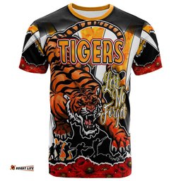 tigers rugby t shirt custom tigers lest we forget and poppies t shirt