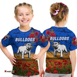 canterbury bankstown bulldogs anzac 2022 t shirt poppy flowers vibes blue