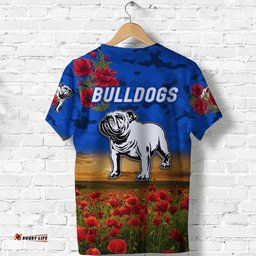 canterbury bankstown bulldogs anzac 2022 t shirt poppy flowers vibes blue