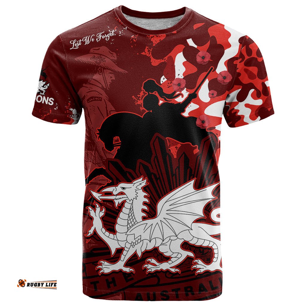 custom text and number nrl anzac 2023 st dragons t shirt camouflage