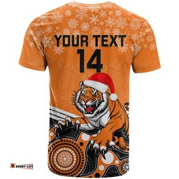 custom tigers rugby christmas t shirt merry xmas 2023 mix aboriginal art