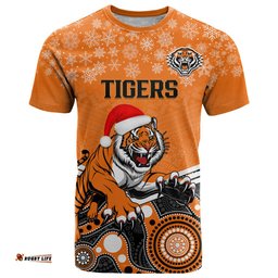 custom tigers rugby christmas t shirt merry xmas 2023 mix aboriginal art