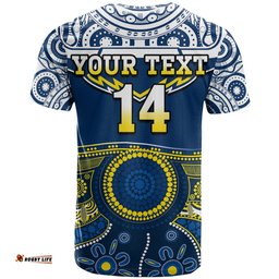 custom text and number cowboys rugby t shirt aboriginal art