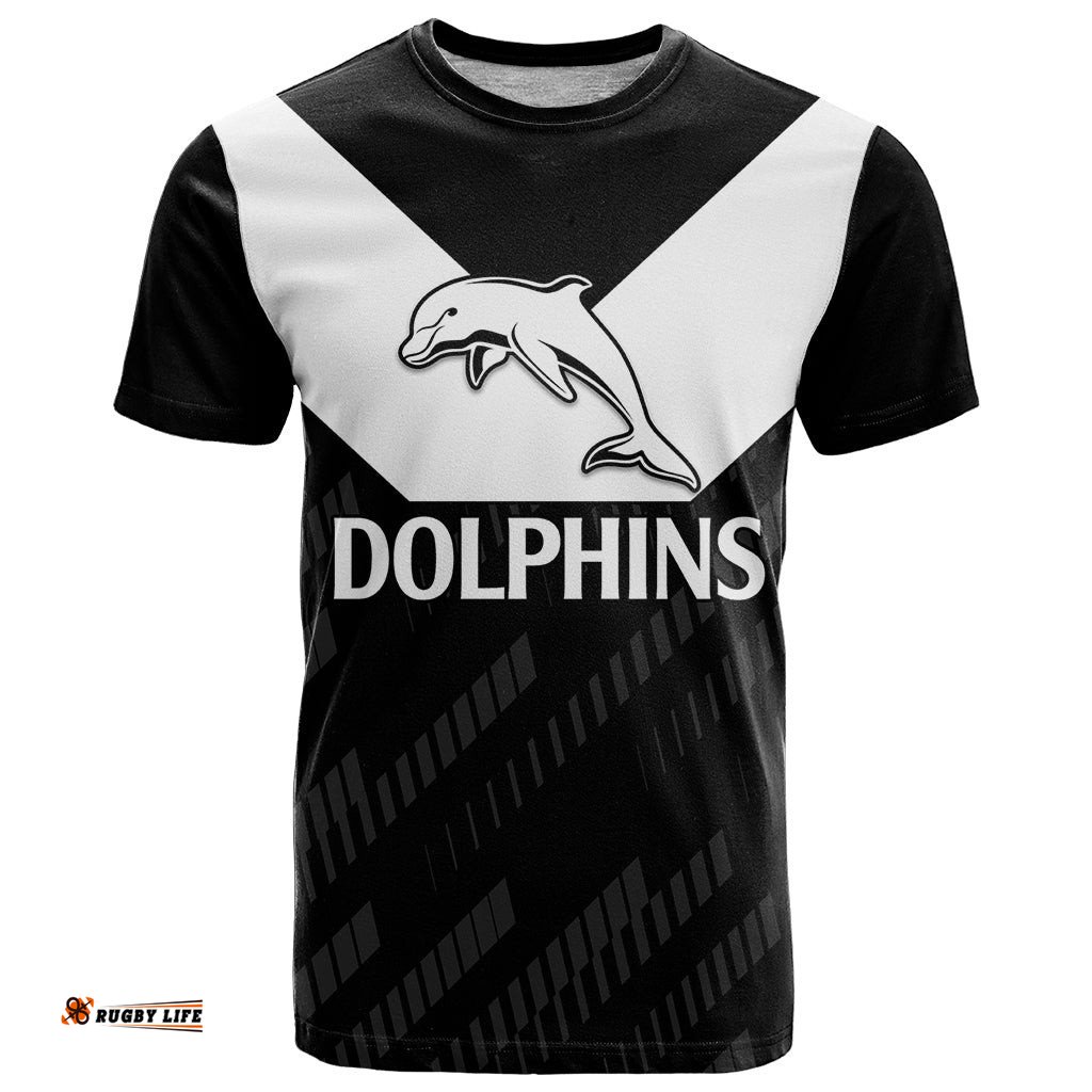 nrl dolphins rugby t shirt simple black style 2023