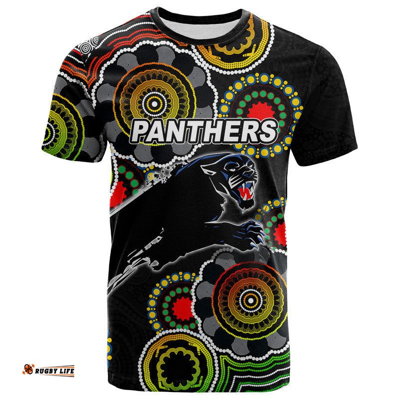 custom personalised panthers rugby aboriginal vibe t shirt black