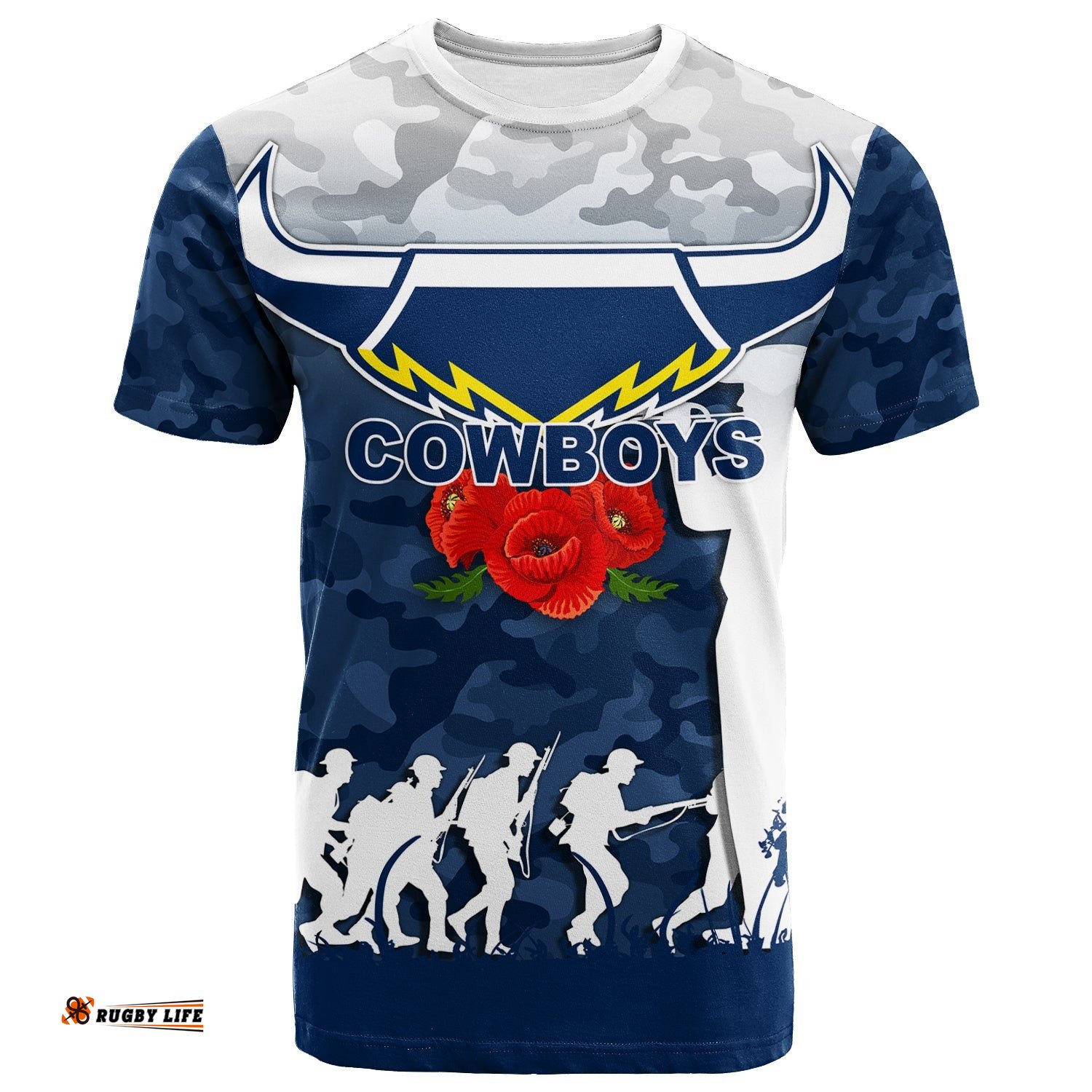 north queensland cowboys anzac day camo t shirt